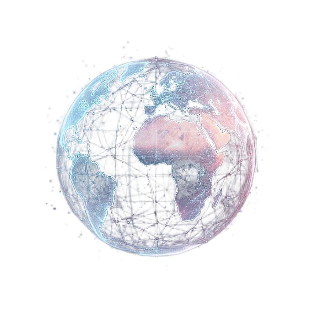 Holographic globe representing IllumineAI's worldwide network of AI agents